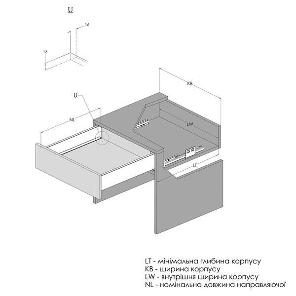 Комплект для шухляди Muller Box profi line 3D L=450 Н=95 білий 185337 фото