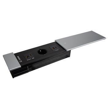 Встроенный розеточный блок Lumine SPARK 1xРозетка, 1хHDMI, 1xRJ45, 2xUSB A+C (20W), серый 173567 фото