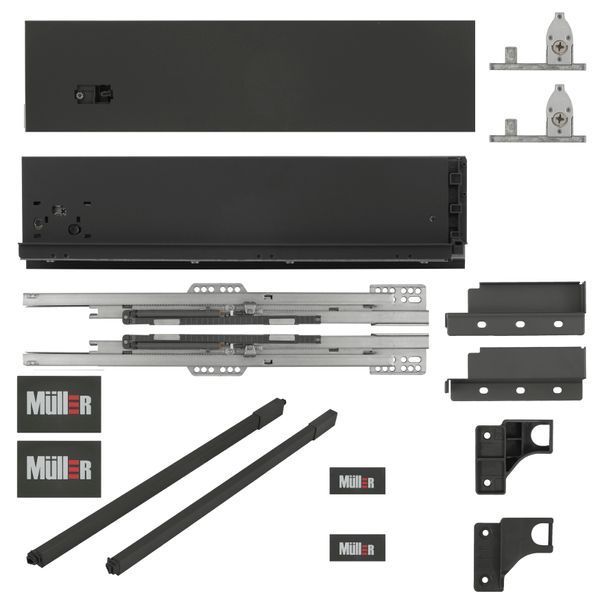 Комплект для шухляди Muller Box profi line 3D L=400 Н=127 (+1 релінг) антрацит 229387 фото