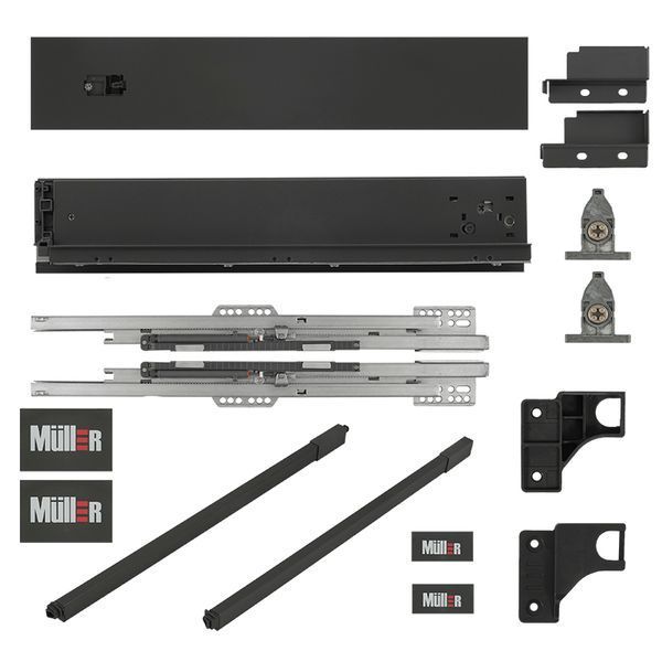 Комплект для шухляди Muller Box profi line 3D L=350 Н=95 (+1 релінг) антрацит 229385 фото